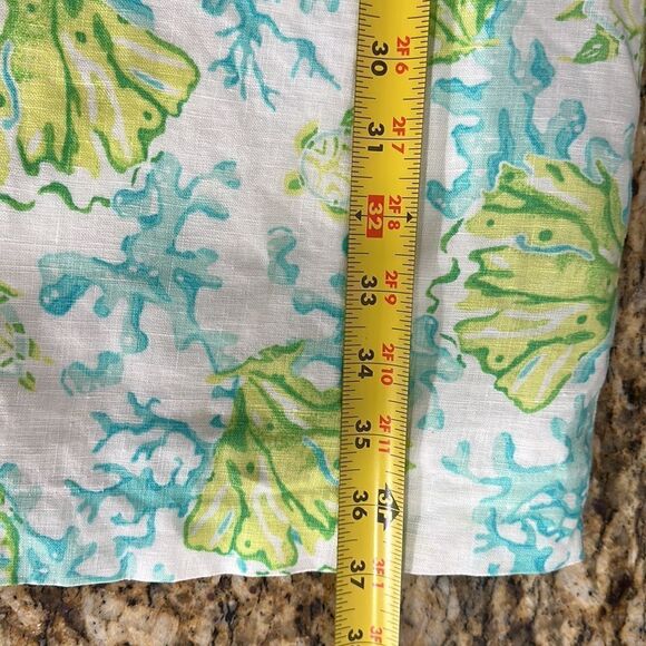 J. Jill Love Linen Ocean Coral Turtle Print Sleeveless V-neck Shift Dress Size M - Picture 9 of 9